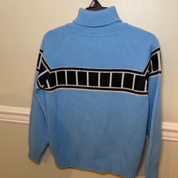 Yamaha Original Molly Design Blue Turtleneck Sweater with Black & White Stripes - Picture 9 of 12